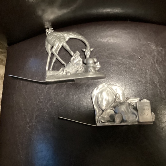 Vintage 1993 Seagull Canada Pewter Giraffe and Elephant Bookends 5.25” tall - Picture 5 of 10